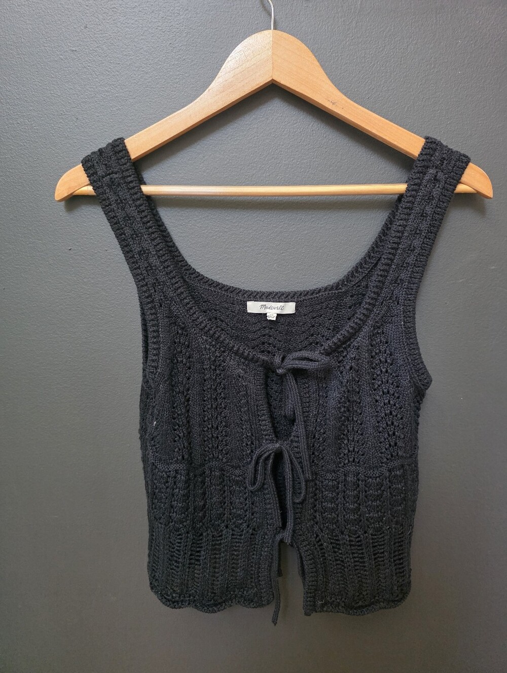 Madewell Pointelle-Stitch Tie-Front Sweater Tank Open Knit 90s Y2K Whimsigoth XS